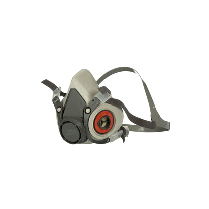 3M Half Facepiece Reusable Respirator 6200, NIOSH, Four-Point Harness, Comfortable Fit, Dual Airline Supplied Air Compatible, Bayonet Connections, Painting, Sanding, Cleaning, Medium