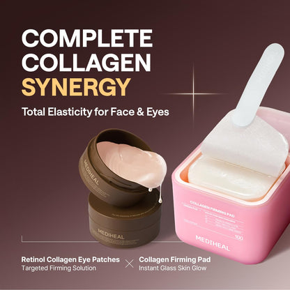 Mediheal Retinol Collagen Under Eye Patches - Korean Hydrogel Eye Pads (60 patches) with 95% Retinol & 5 Micro Collagen. Nourishing & Non Irritating Eye Gel Mask. Sealing Cap & Spatula Included.