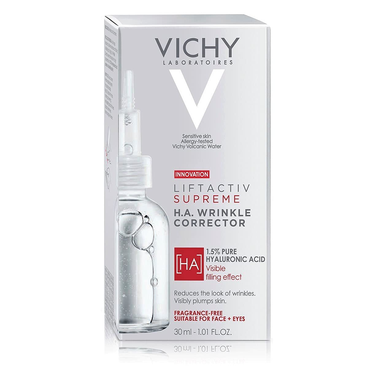 Vichy LiftActiv H.A. Wrinkle Corrector, Hyaluronic Acid Serum For Face, 1.5% Hyaluronic Acid + Vitamin C, Hydrating Serum, Plumping & Firming, Anti Aging Serum For Wrinkles & Fine Lines