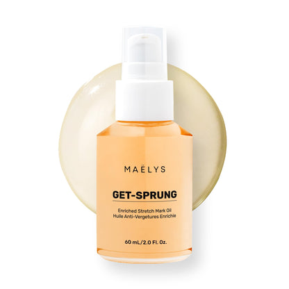 MAËLYS GET-SPRUNG Stretch Mark Body Oil - Skincare Formulated with Bisabolol & Sweet White Lupine - Helps Improve the Look of Stretch Marks & Skin Tone - Pregnancy & Postpartum Body Oil (2 Fl Oz)
