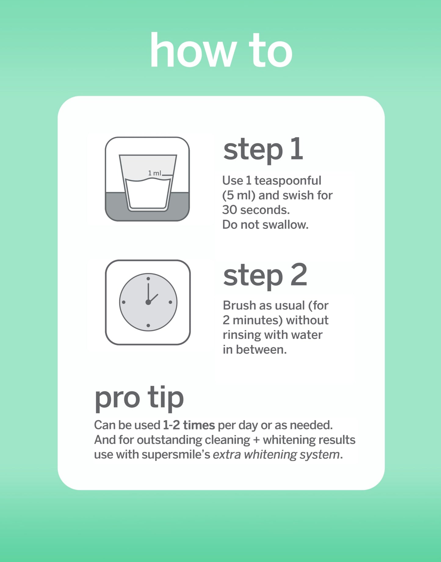 Supersmile Extra Whitening Pre-Rinse - Clinically Formulated Pre-Brush Mouthwash, Cleans and Whitens Teeth in Hard-to-Reach Places - Fresh Breath - Alcohol Free - Sugar Free