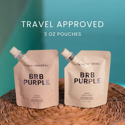 The Beachwaver Co. BRB Blonde Purple Conditioner - Travel Size (3 Oz) | Anti-Brass Toning Conditioner w/HiX Vegan Bond Multipliers | Moisturizing Sulfate-Free Formula for Blonde & Grey Hair