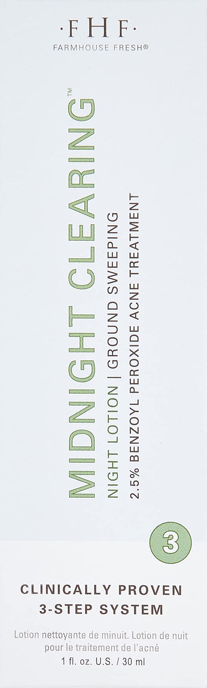 FarmHouse Fresh Midnight Clearing Lotion, Overnight Benzoyl Peroxide Acne Treatment with Niacinamide & Squalane, 1 fl oz