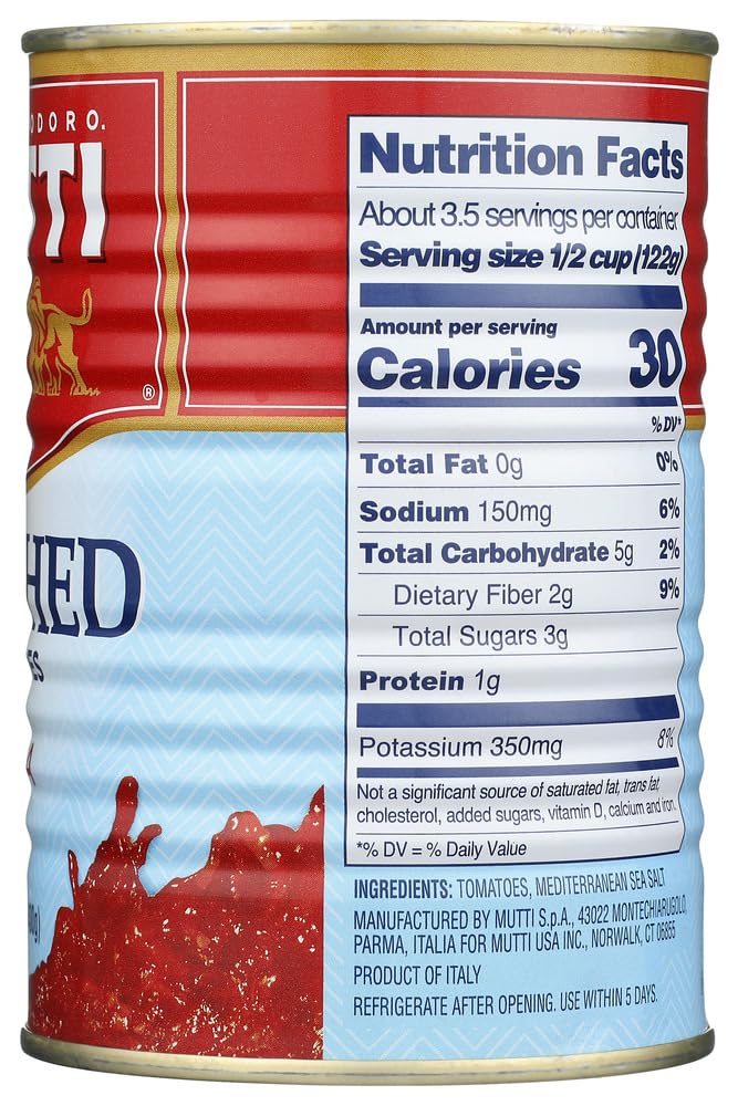 Mutti Crushed Tomatoes (Polpa), 14 oz. | 6 Pack | Italy’s #1 Brand of Tomatoes | Fresh Taste for Cooking | Canned Tomatoes | Vegan Friendly & Gluten Free | No Additives or Preservatives