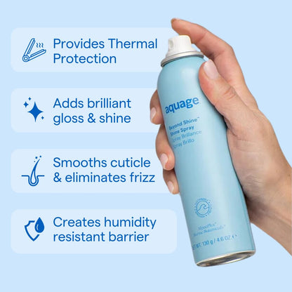 AQUAGE Beyond Shine, Fine-Mist Silkening and Glossing Spray, Creates Shine, Thermal-Pressing Product that Polishes, Silkens, and Smooths Curly Texture, 4.6 fl. oz
