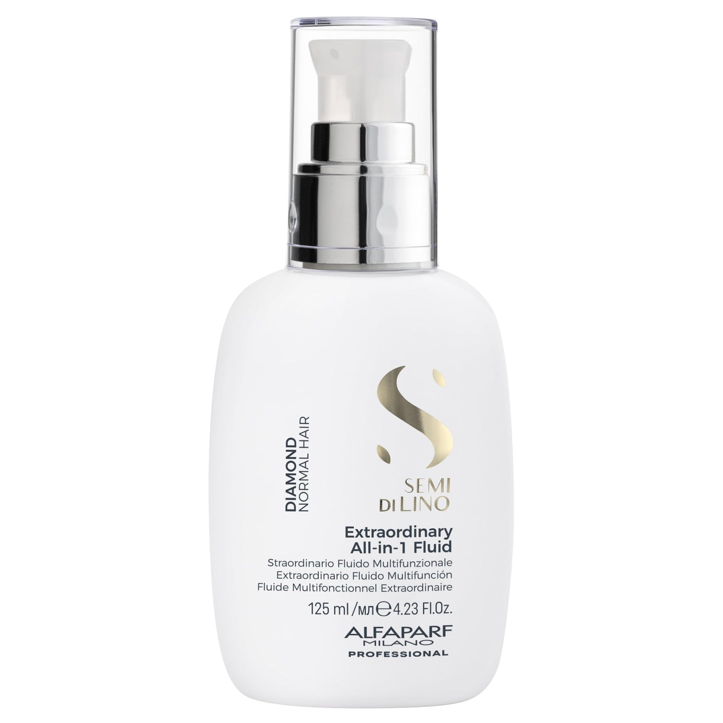 ALFAPARF MILANO Semi di Lino Diamond Extraordinary All-in-1 Leave-In Fluid with Thermal Protection - Detangles, Protects, Softens, Smooths, Controls, Seals Cuticles - Vegan Formula - 4.23 fl. oz.