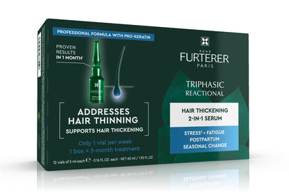 Rene Furterer Triphasic Reactional Concentrated Serum - Thinning Hair caused by stress, postpartum, seasonal change - Drug-Free - Breastfeeding Safe - Dermatologist tested - 12 ct., 3-Month Supply