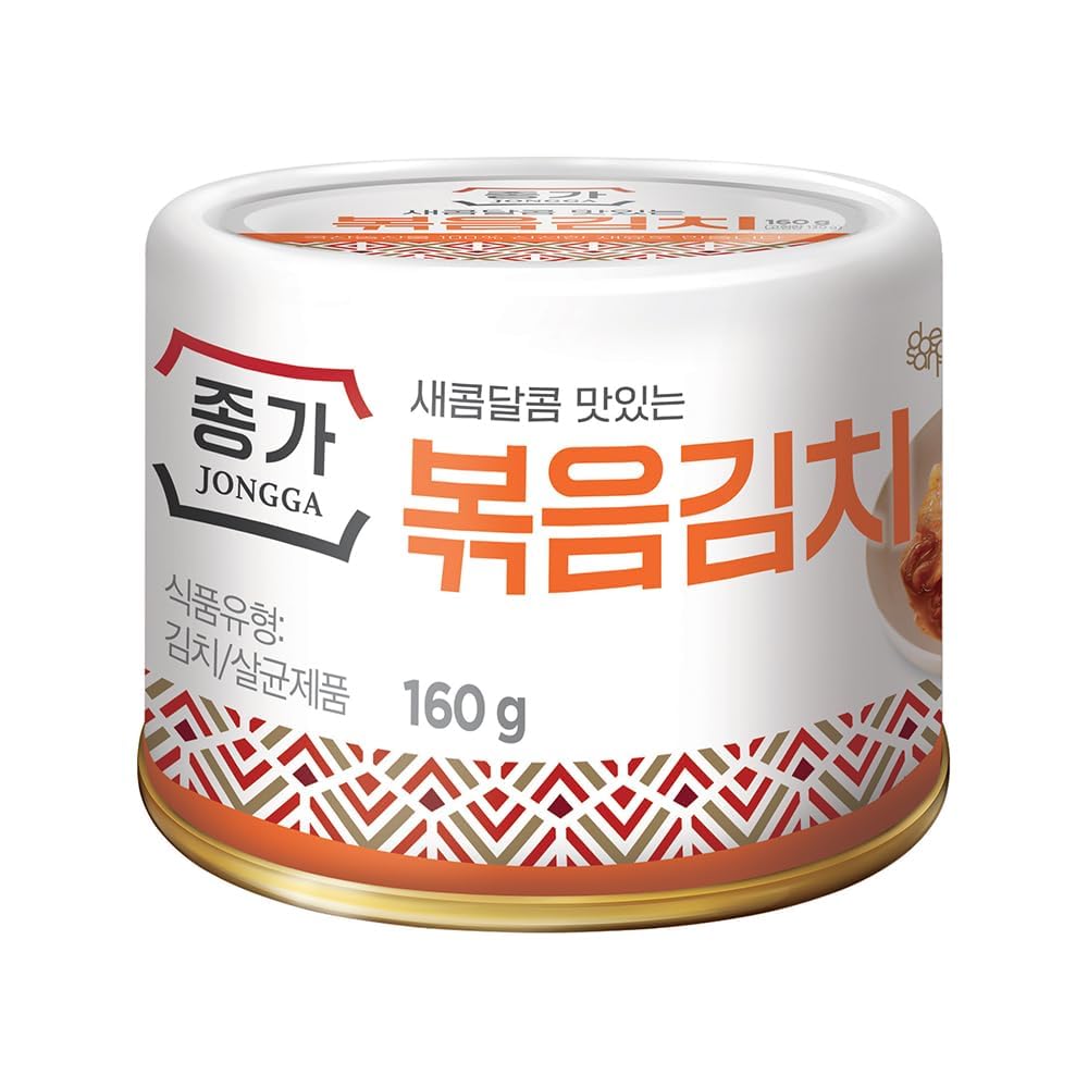 JONGGA Cabbage Fried Kimchi Can + Cabbage Kimchi Can / each 5.64oz(160g) /nKorean Spicy Food, Pack of 6, 33.84 Ounce