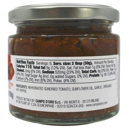 CAMPO D'ORO - Sun-Dried Tomatoes in extra virgin olive oil, (6.35 oz -180 g), Non-GMO, Product of Italy