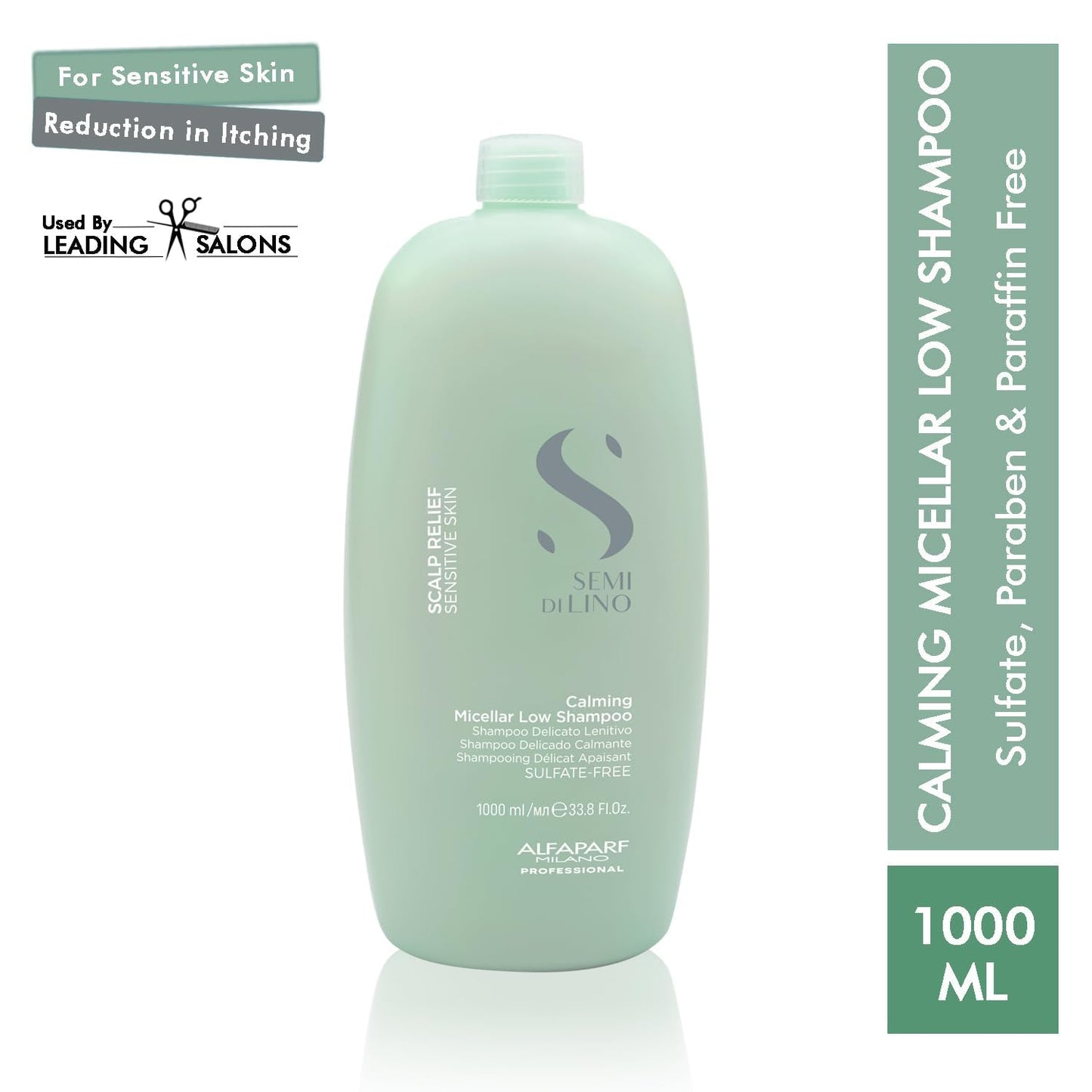 Alfaparf Milano Semi Di Lino Scalp Relief Low Shampoo for Sensitive Skin - Sulfate Free Shampoo - Soothes, Brings Comfort and Hydrates - Itch Relief - Professional Salon Quality