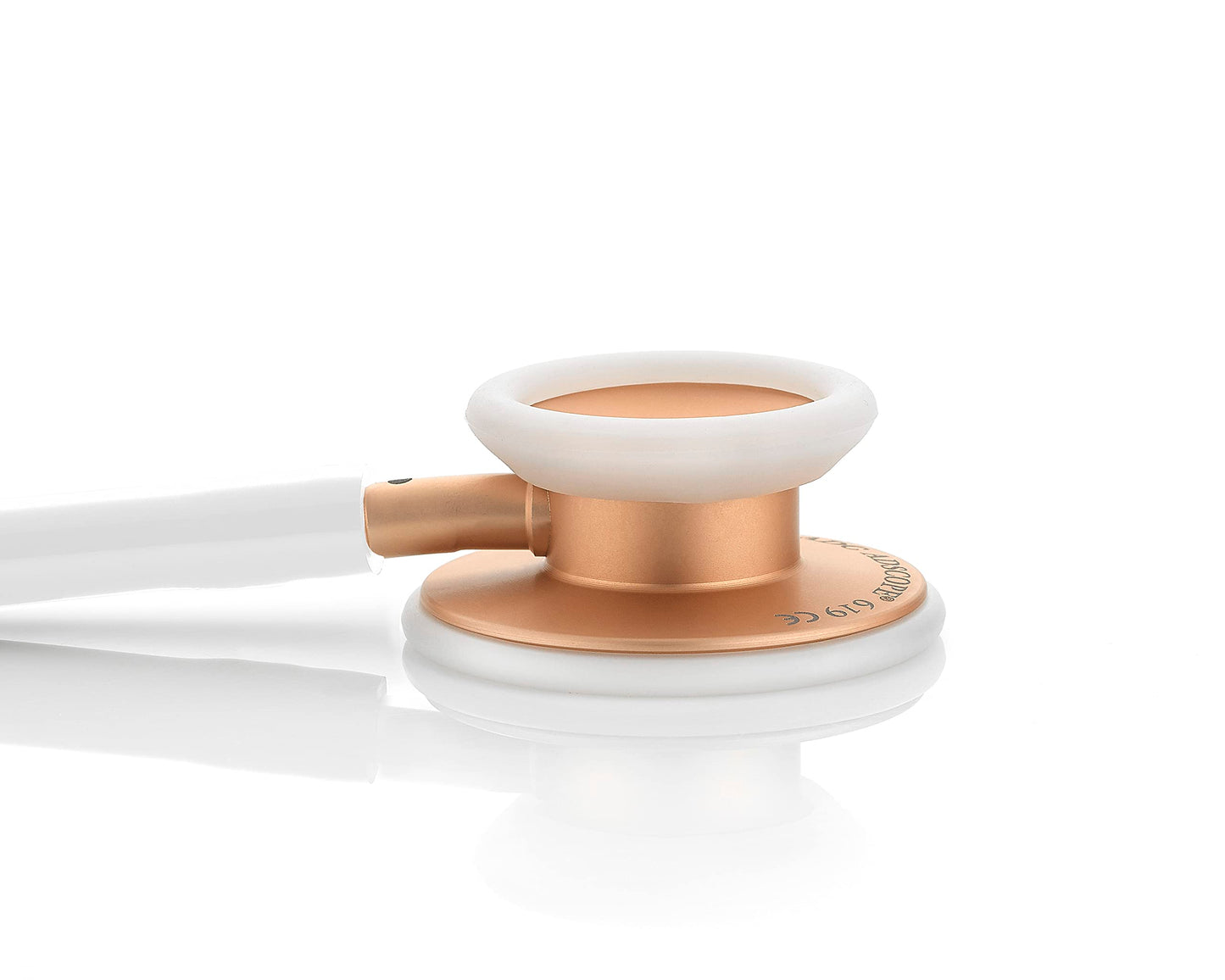 ADC Adscope Lite 619 Ultra Lightweight Clinician Stethoscope with Tunable AFD Technology, Lifetime Warranty, Rose Gold with White Tubing