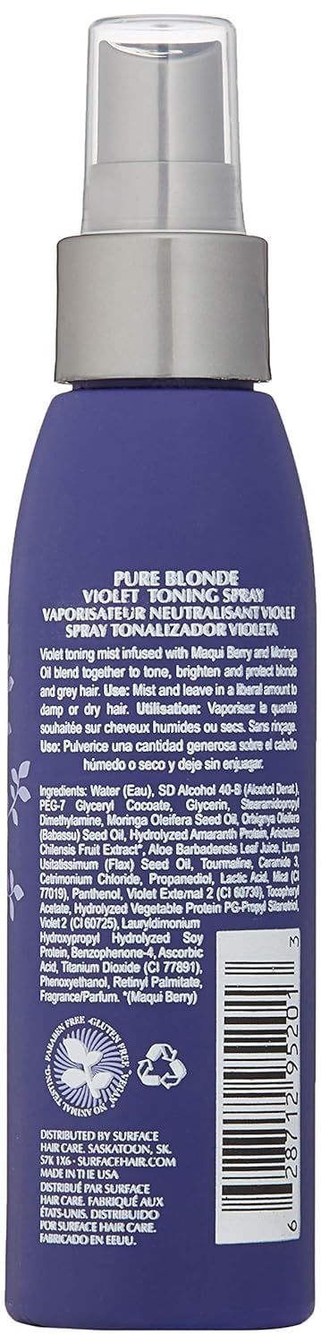 SURFACE Hair - Pure Blonde Violet Leave-In Toning Spray - Tones, Brightens & Protects Hair - 4 fl oz