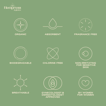 Hempress Ultra Thin Pads for Women, 36 Count, Feminine Care Organic Pads, Regular Flow Ultra Absorbent Cotton with Wings, Menstrual Sanitary Napkins, Fragrance Free, Skin Friendly & Breathable