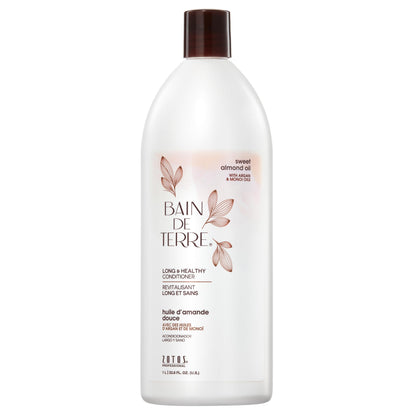 Bain de Terre Sweet Almond Oil Long & Healthy Conditioner, Strength & Protection for Weak, Damaged Hair, with Argan & Monoi Oils, Paraben-Free, Color-Safe, Vegan