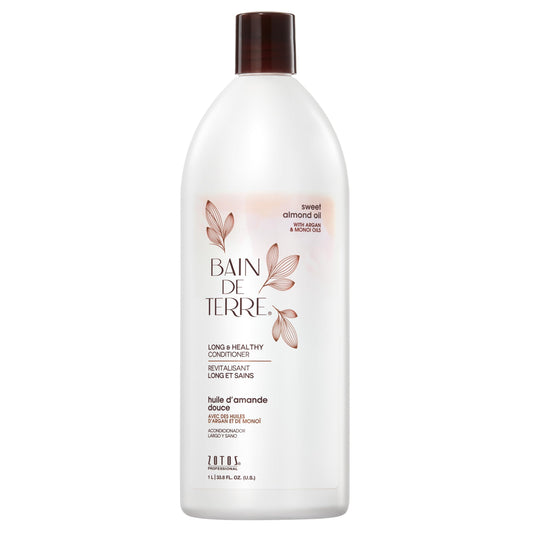 Bain de Terre Sweet Almond Oil Long & Healthy Conditioner, Strength & Protection for Weak, Damaged Hair, with Argan & Monoi Oils, Paraben-Free, Color-Safe, Vegan
