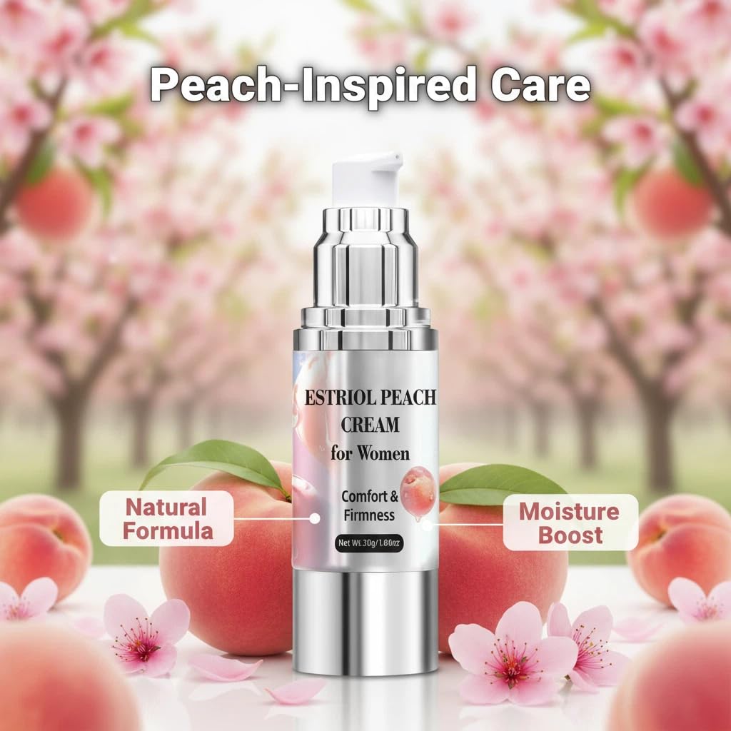 Bioidentical Estriol Cream for Women, Intimate Moisturizing Cream for Vaginal Dryness & Discomfort, Menopause Support (Peach Flavor)