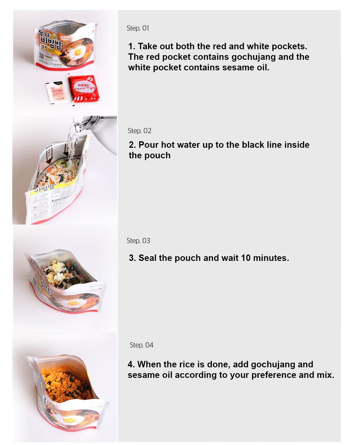Minecook Kimchi Bibimbap Meals Ready to Eat 1 Pack of Bibimbap Korean Mixed Rice Bowl100g (3.53oz) 335 Kcal (Kimchi)