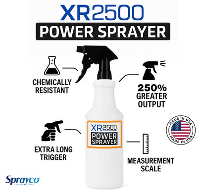 SprayCo 32oz Chemical Resistant Spray Bottle – Adjustable Nozzle, Built-in Dilution Scale, Heavy Duty Plastic, All-Purpose Cleaning, Gardening, Car Detailing, Plant Mister
