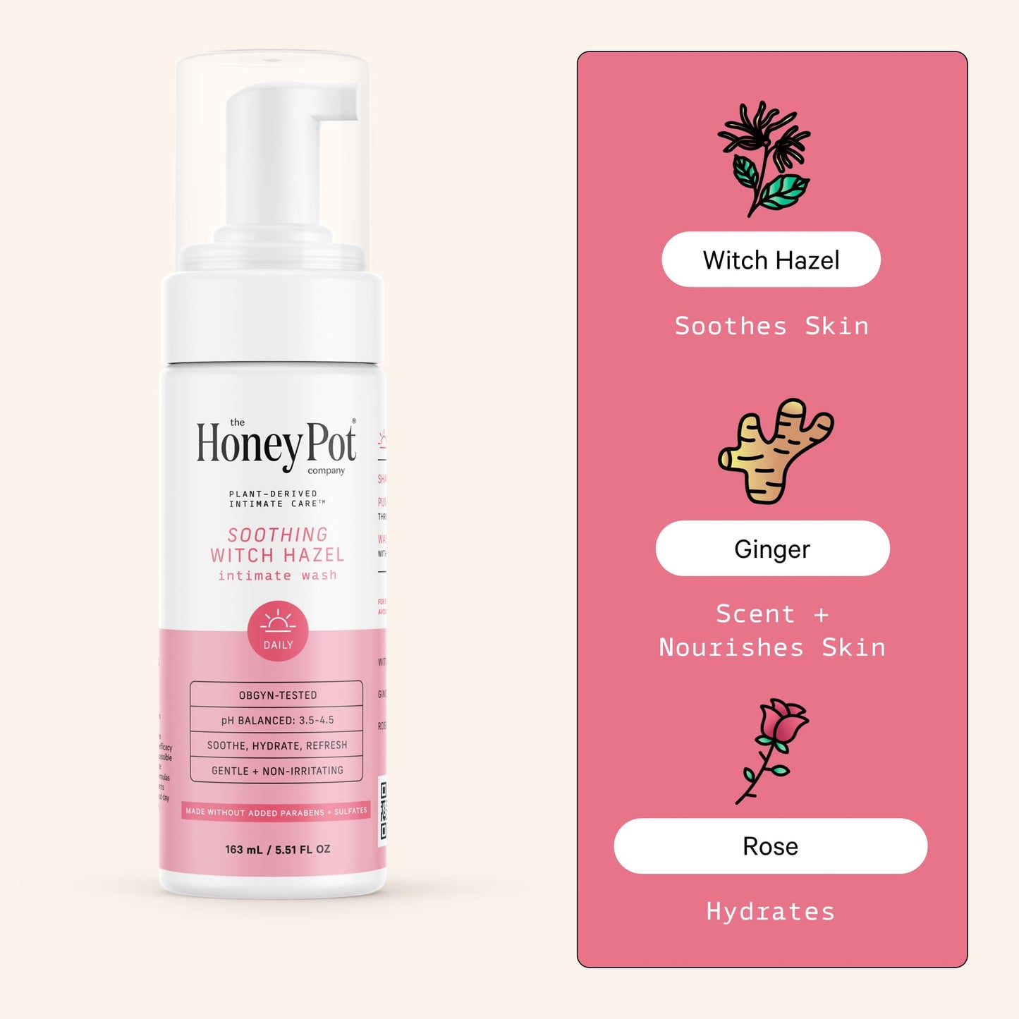The Honey Pot Company - Postpartum Essentials Bundle - 48ct Postpartum Pads, Witch Hazel Feminine Wash, 20ct Witch Hazel Feminine & Hemorrhoid Wipes