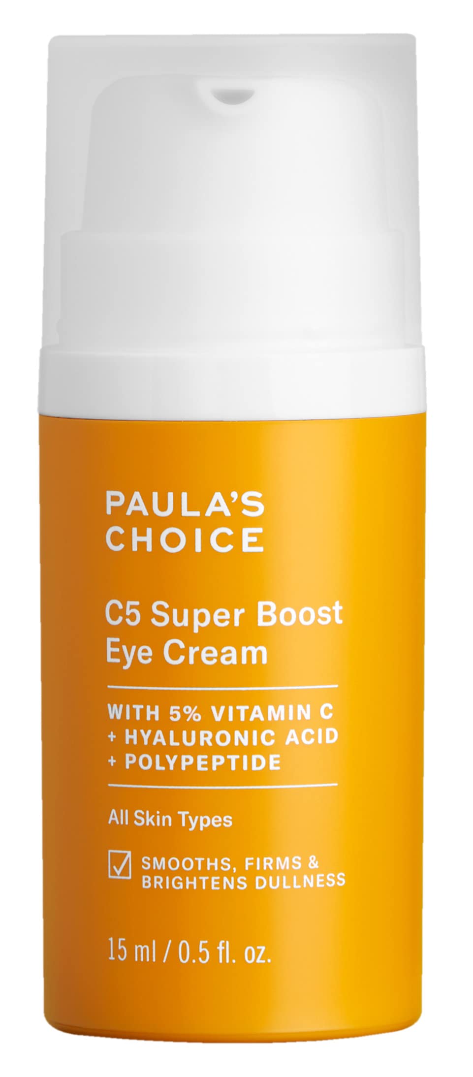 Paula's Choice C5 Super Boost Eye Cream for Dark Circles, Puffy Eyes, Fine Lines & Crow’s Feet, Eye Repair Cream with 5% Vitamin C, Hyaluronic Acid & Peptides, Fragrance Free, 0.5 fl oz