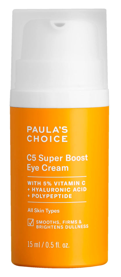Paula's Choice C5 Super Boost Eye Cream for Dark Circles, Puffy Eyes, Fine Lines & Crow’s Feet, Eye Repair Cream with 5% Vitamin C, Hyaluronic Acid & Peptides, Fragrance Free, 0.5 fl oz