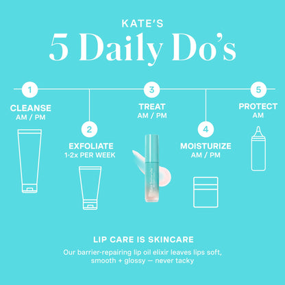 Kate Somerville Pro-Collagen Lip Oil Elixir – Hydrating Lip Balm for Plump, Glossy Lips, Clear No-Tint Formula, 0.24 Fl Oz