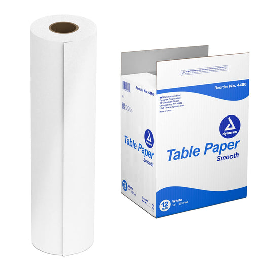 New Dynarex Table Paper, High-Quality Exam Table Paper, Used in Medical, Massage, and Chiropractic Tables to Protect Patients, 1 Case of 12 Papers (14" x 225', Smooth)