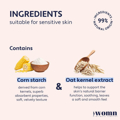womn Intimate Comfort Dry & Fresh Powder – Talc-Free Body Powder for Sensitive Skin. Natural Moisture & Anti-Chafe Protection with Soothing Oat, 3.5 Oz