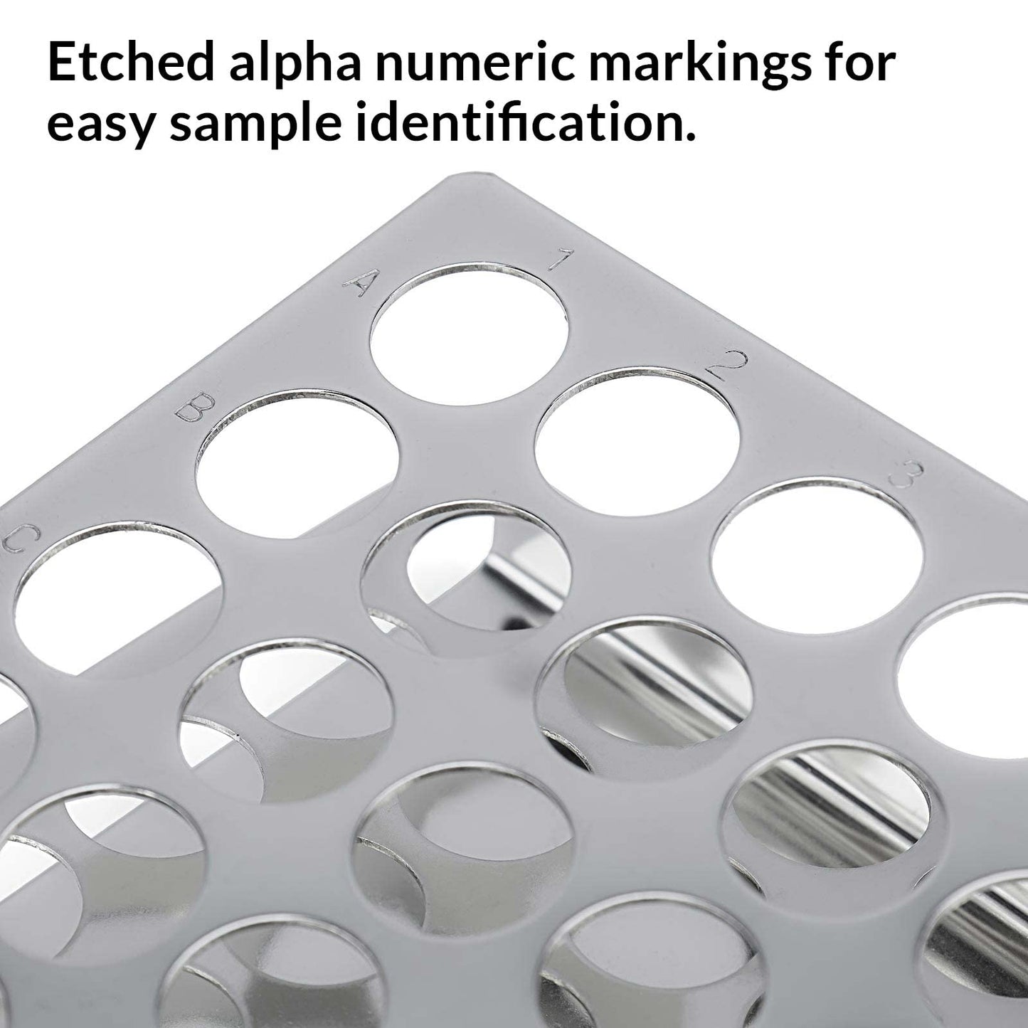 Globe Scientific 457200 Stainless Steel "Z" Shape Tube Rack, 16/17mm Tubes, 25-Place