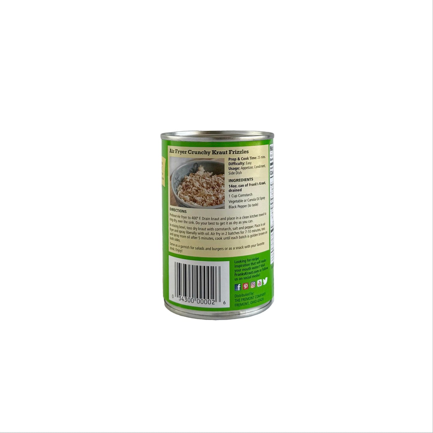 Frank’s Quality Kraut 14oz Cans – Naturally Fermented Sauerkraut | Tangy & Crisp Flavor | Gluten-Free, Vegan | Perfect for Hot Dogs, Brats, Reubens & Recipes