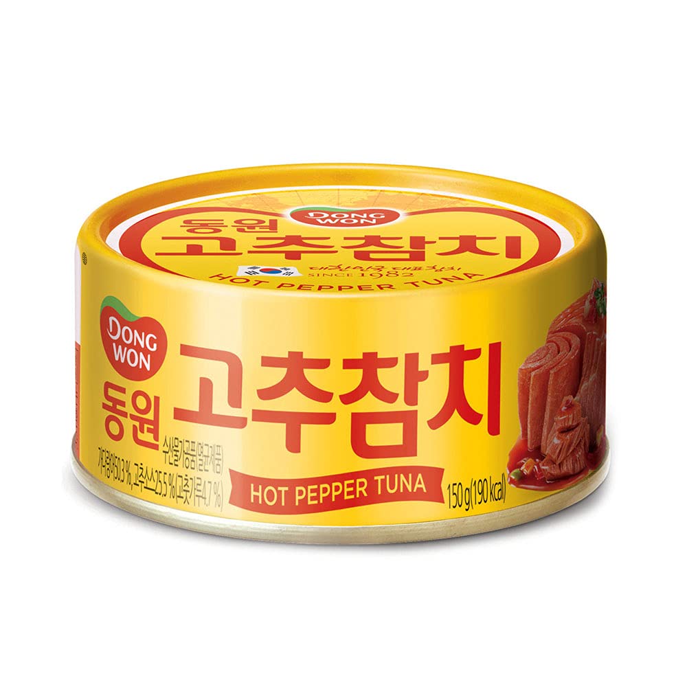 Dongwon Tuna Can Hot Pepper Sauce, 100g(3.5oz) x 10can - Korean Canned Tuna 고추참치