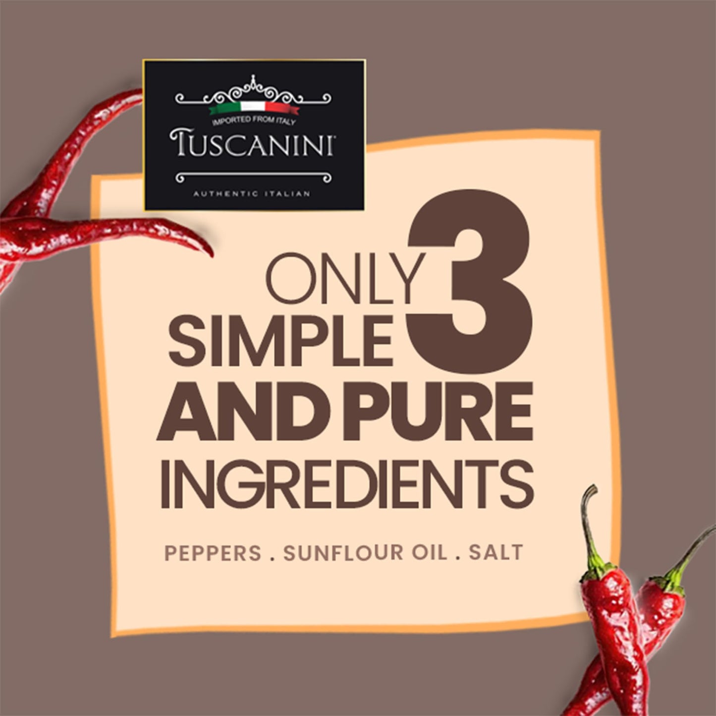 Tuscanini Italian Whole Calabrian Chili Peppers In Oil, 9.2oz (2 Pack) | Beautifully Red and Long Peppers | Nothing Artificial | Product of Italy | Kosher