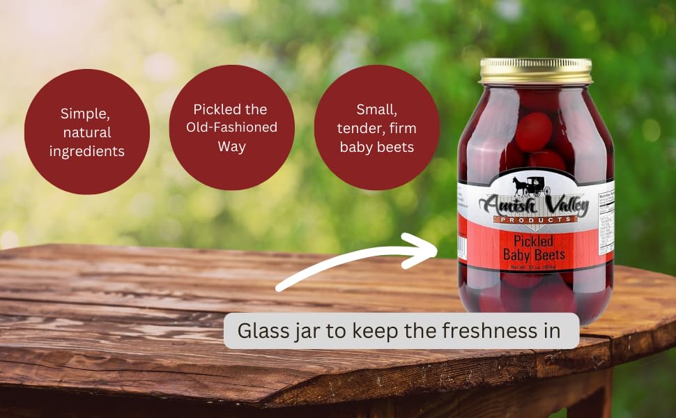 Amish Valley Products Pickled Baby Beets 32oz. Glass Jar (1 Quart Jar - 32 oz)