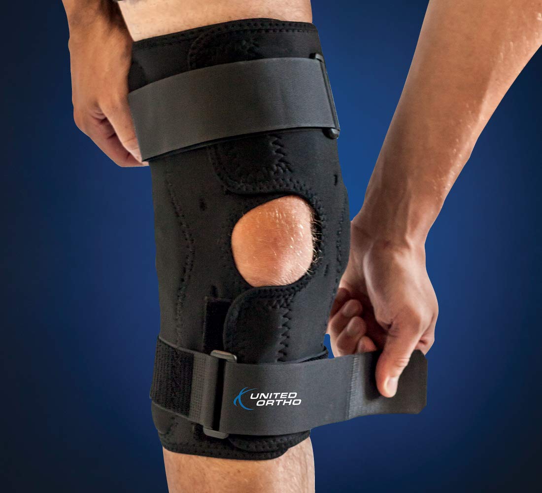 United Ortho USA35009 Wraparound Hinged Knee Brace, XXL, Black