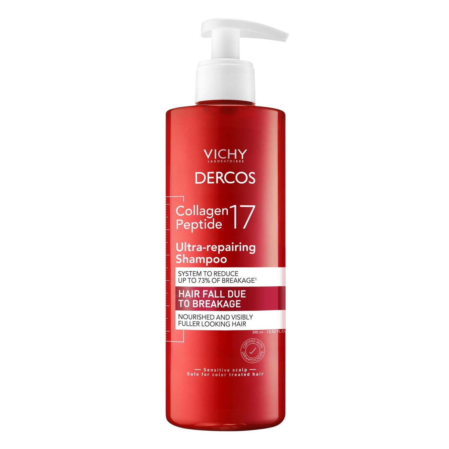 Dercos Collagen Peptide 17 Ultra-Repairing Shampoo, Anti Hair Fall & Bond Repair for Damaged Weak Hair, Strengthens, Reduces Breakage, Boosts Volume