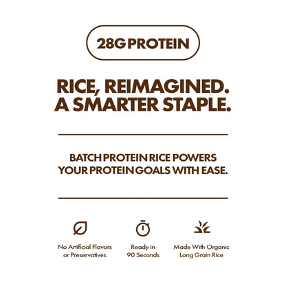 Batch – Organic Protein Rice with Collagen – 28g Protein per Bag, Ready in 90 Seconds, Microwavable Long-Grain White Rice, Grass-Fed Bovine Collagen, Gluten-Free, Made in USA – Mix and Match (2 Pack)