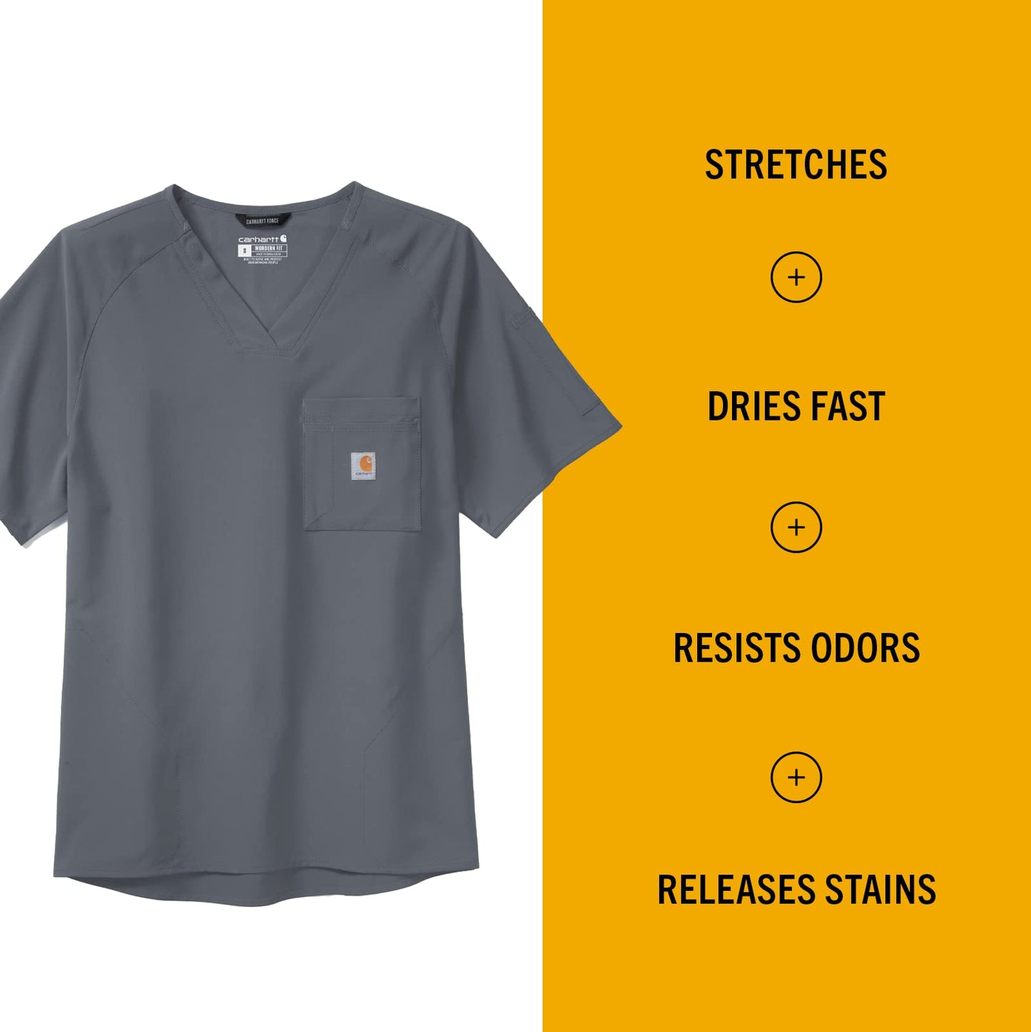 Carhartt Cross-Flex Scrubs for Men, Chest Pocket V-Neck Scrub Tops
