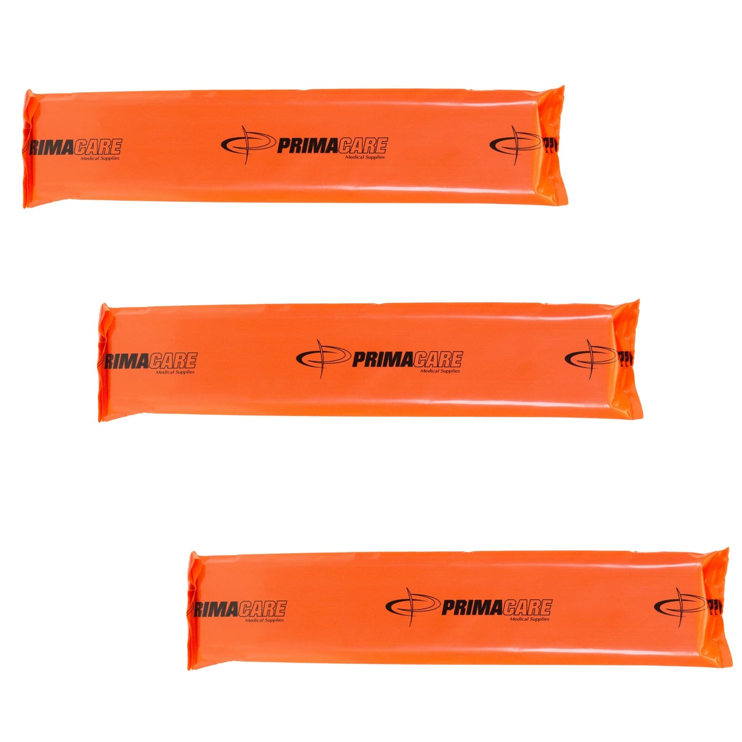 Primacare IS-5116 3-Pack, Padded Wood Splint with Vinyl Casing for Fractured Limbs, Full Arms, Legs, Universal Waterproof Medical Splints for First Aid and Emergency Support, 16", Orange