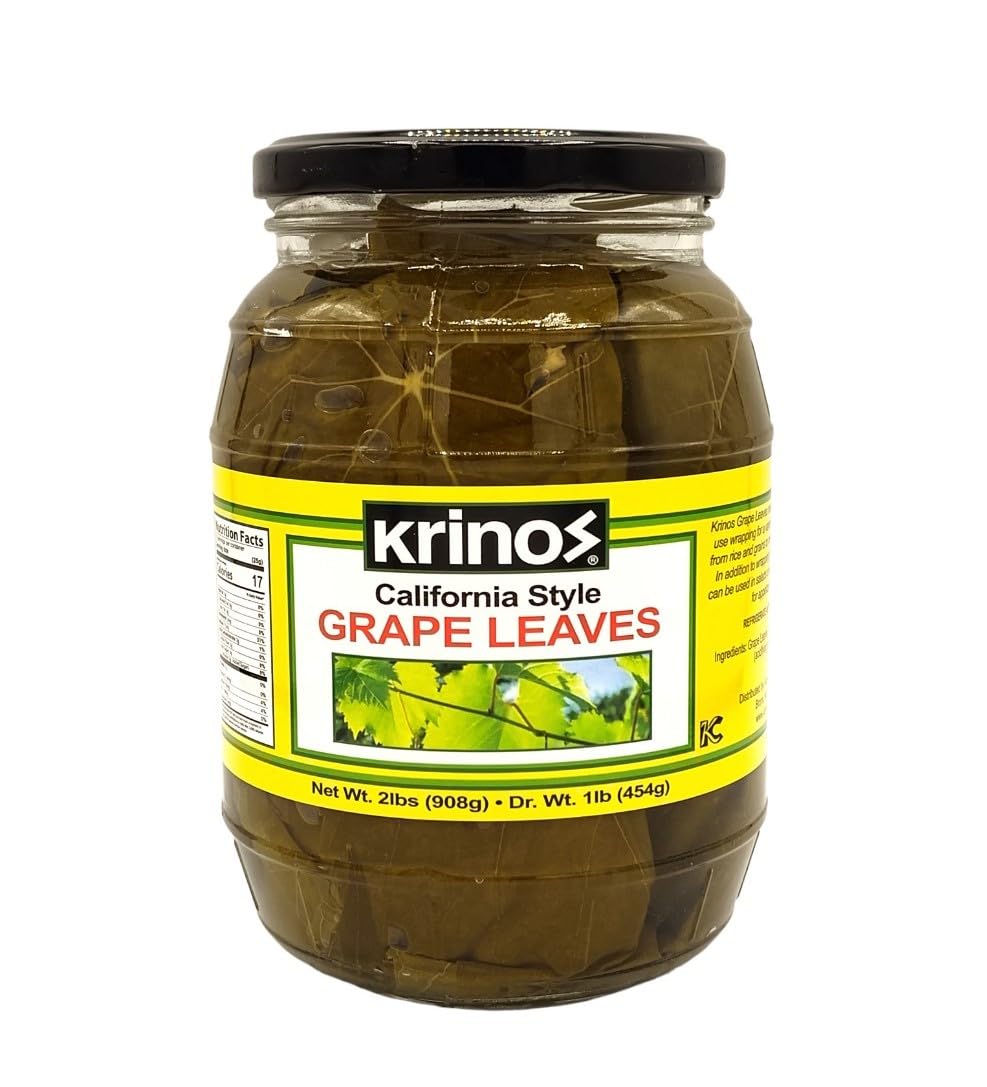 Krinos Grape Leaves in a Jar - Gourmet Leaves Premium Quality, 2 lbs (907 grams)