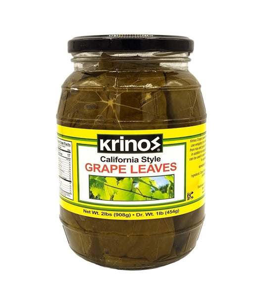Krinos Grape Leaves in a Jar - Gourmet Leaves Premium Quality, 2 lbs (907 grams)