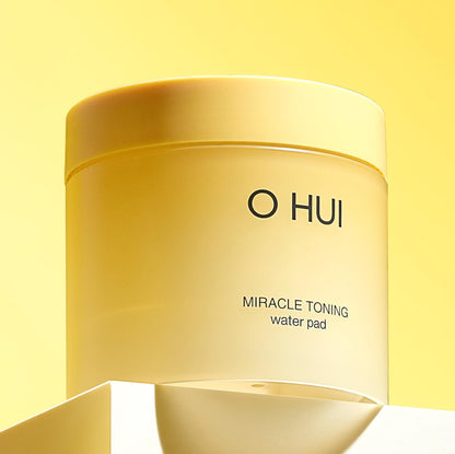 OHUI Miracle Toning Dual Sided Toner Pads | Exfoliating, Soothing, Moisturizing, Smoothing | Glowing Skin, Dullness | Hyaluronic Acid, Vitamin C, AHA, PHA, Niacinamide, Panthenol, Glycerin | K-Beauty
