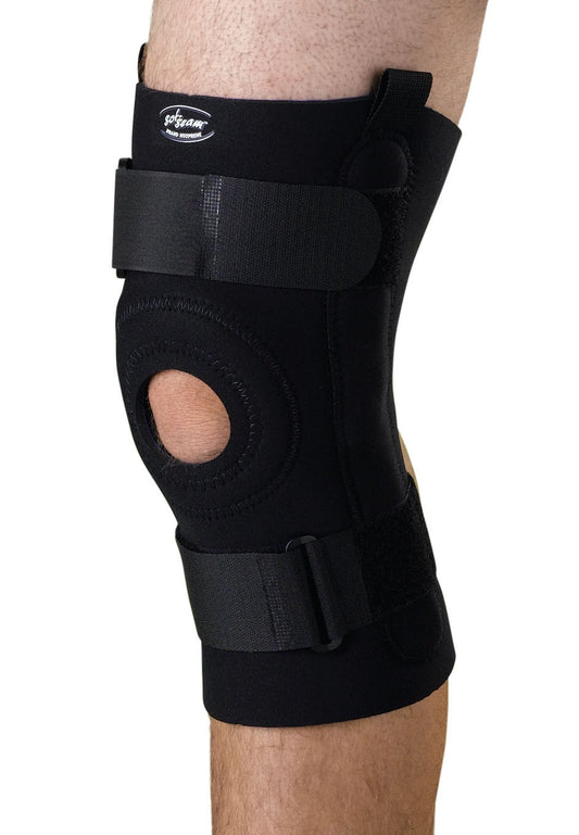 Medline U-Shaped Hinged Knee Supports, 4-Way Stretch Neoprene, Removable U-Buttress, Medial/Lateral Hinges, Size XL, Case of 1 Each