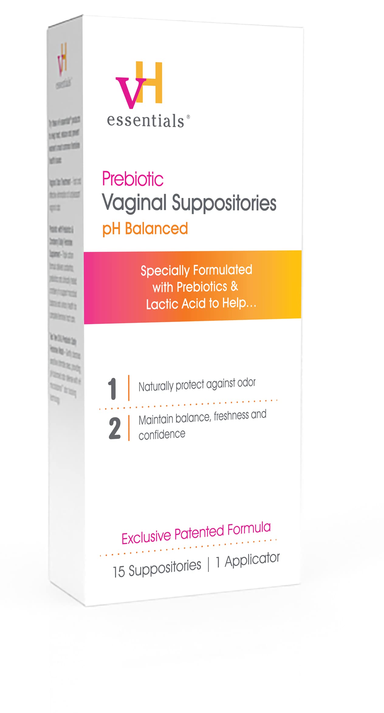 vH essentials Probiotics - 60 Capsules & Prebiotic PH Balanced Vaginal SuppositoriesBox, Original Version, 15 Count & Ph Balanced Daily Feminine Wash, 6, Fl Oz, (Pack of 1) 54306 Clear