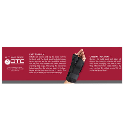 OTC Wrist-Thumb Splint, 8-Inch Adult, Lightweight Breathable, Medium