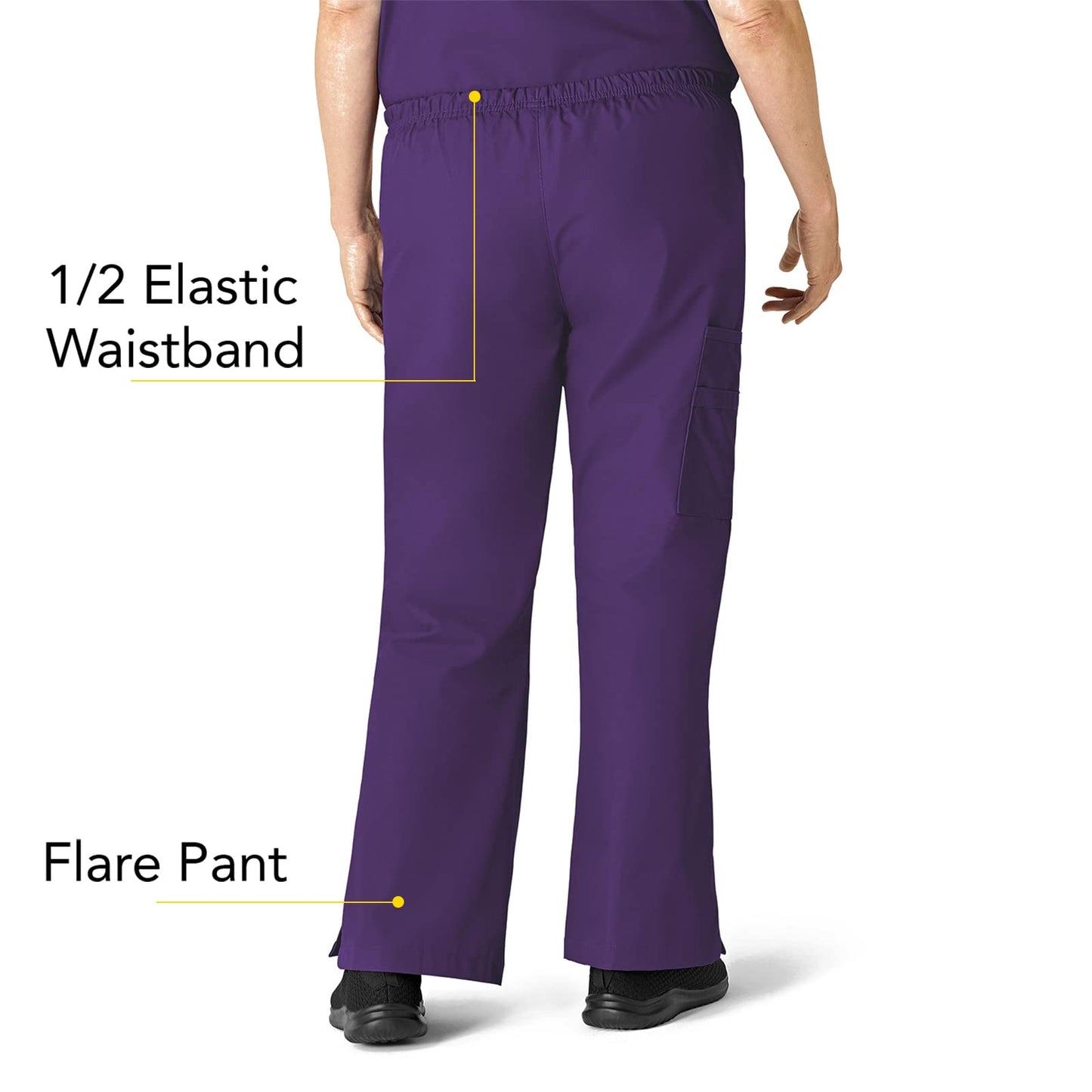 WonderWink womens Flare Leg Cargo Pant, Eggplant, 5X-Large
