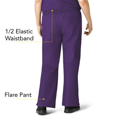 WonderWink womens Flare Leg Cargo Pant, Eggplant, 5X-Large