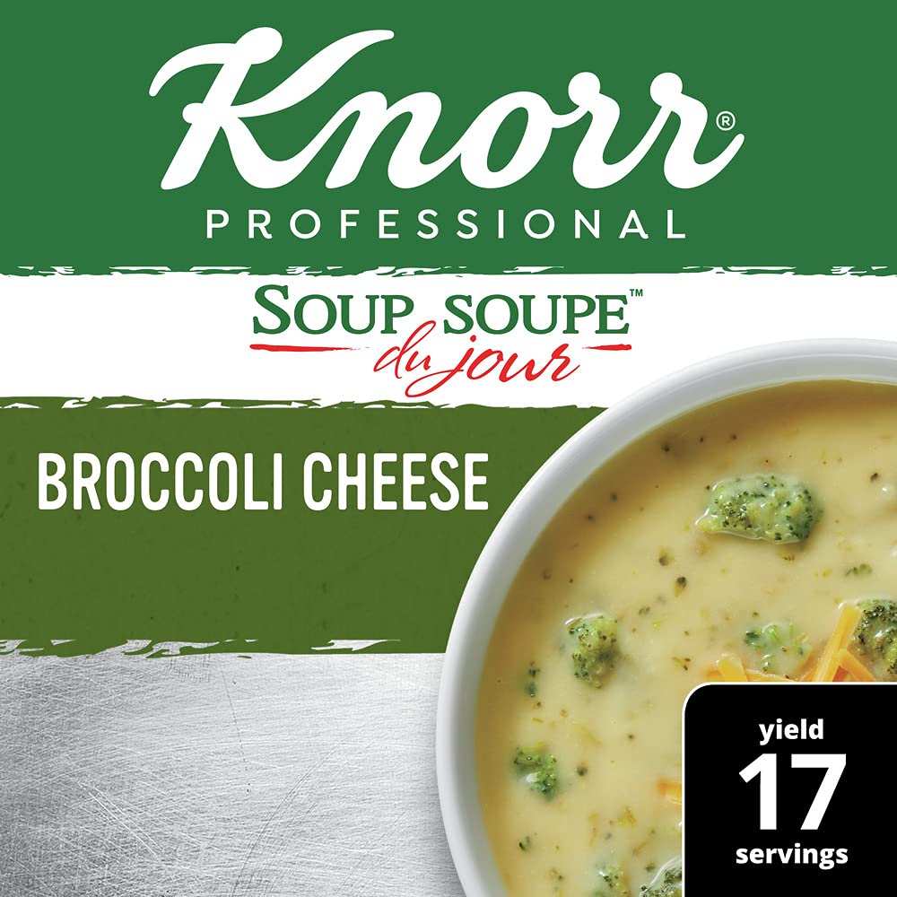 Knorr Professional Soup du Jour Broccoli Cheese Soup Mix Vegetarian, Gluten Free, No added MSG, 0g Trans Fat per Serving, Just Add Water, 21 Ounce (Pack of 4)