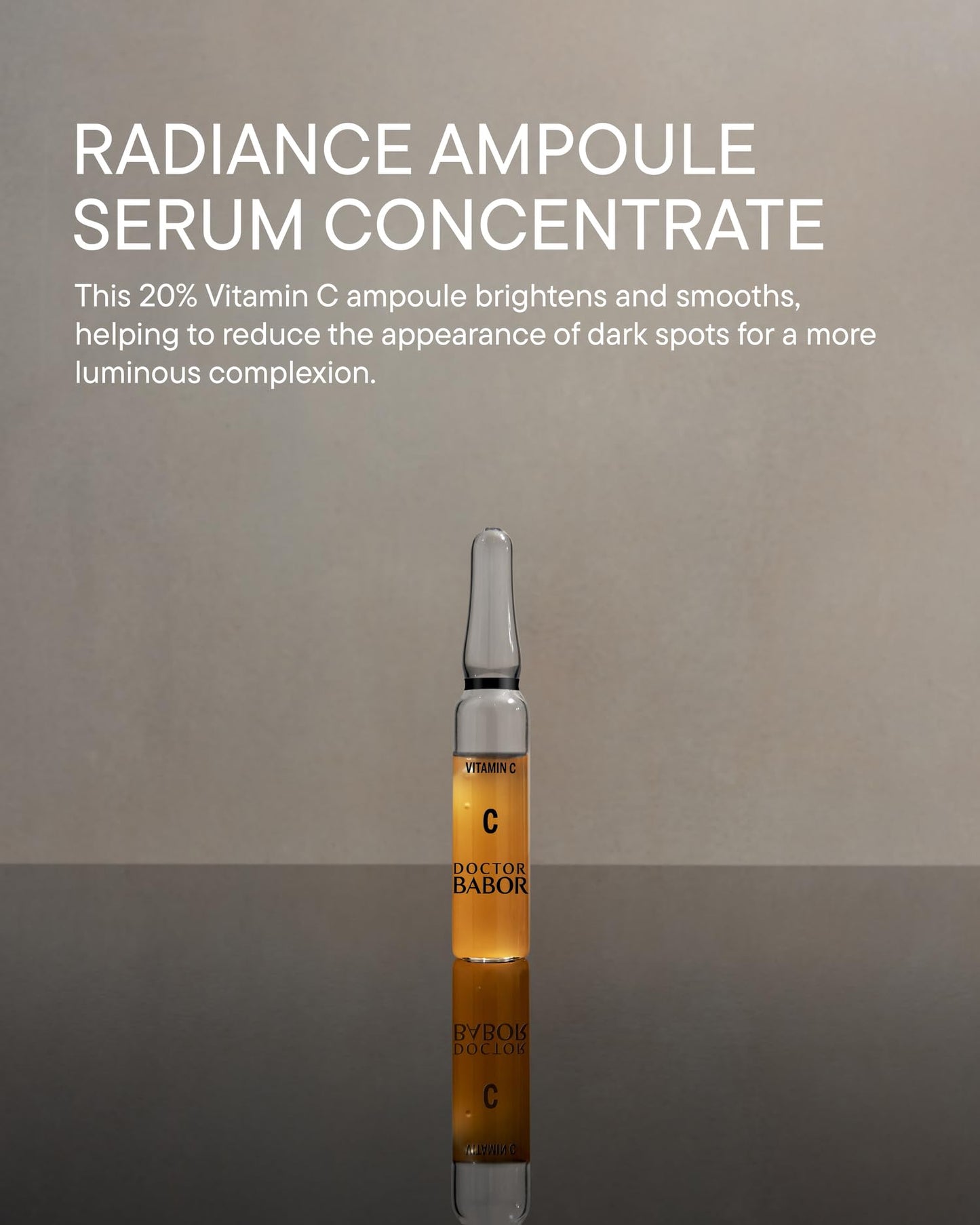 Doctor BABOR Radiance Ampoules Serum, 20% Vitamin C Treatment, with Hyaluronic Acid, High Dose, Face Pigment Spot Minimiser, for Smoother Skin with Glow, Against Wrinkles, 100% Vegan, 7 x 2 ml