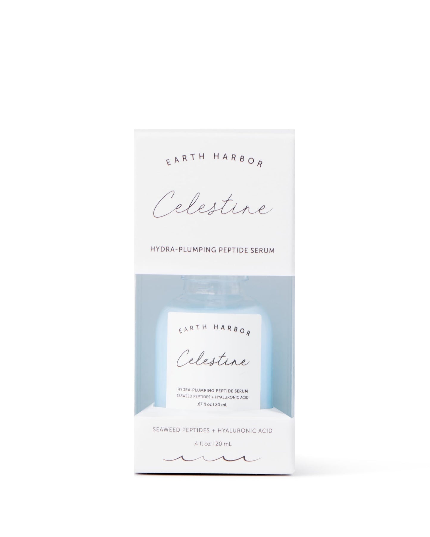 Earth Harbor | CELESTINE Hydra-Plumping Peptide Serum - Skin Elasticity & Replenishing Nutrients | Hyaluronic Acid and Seaweed Peptides | Plant-Based & Certified Vegan |