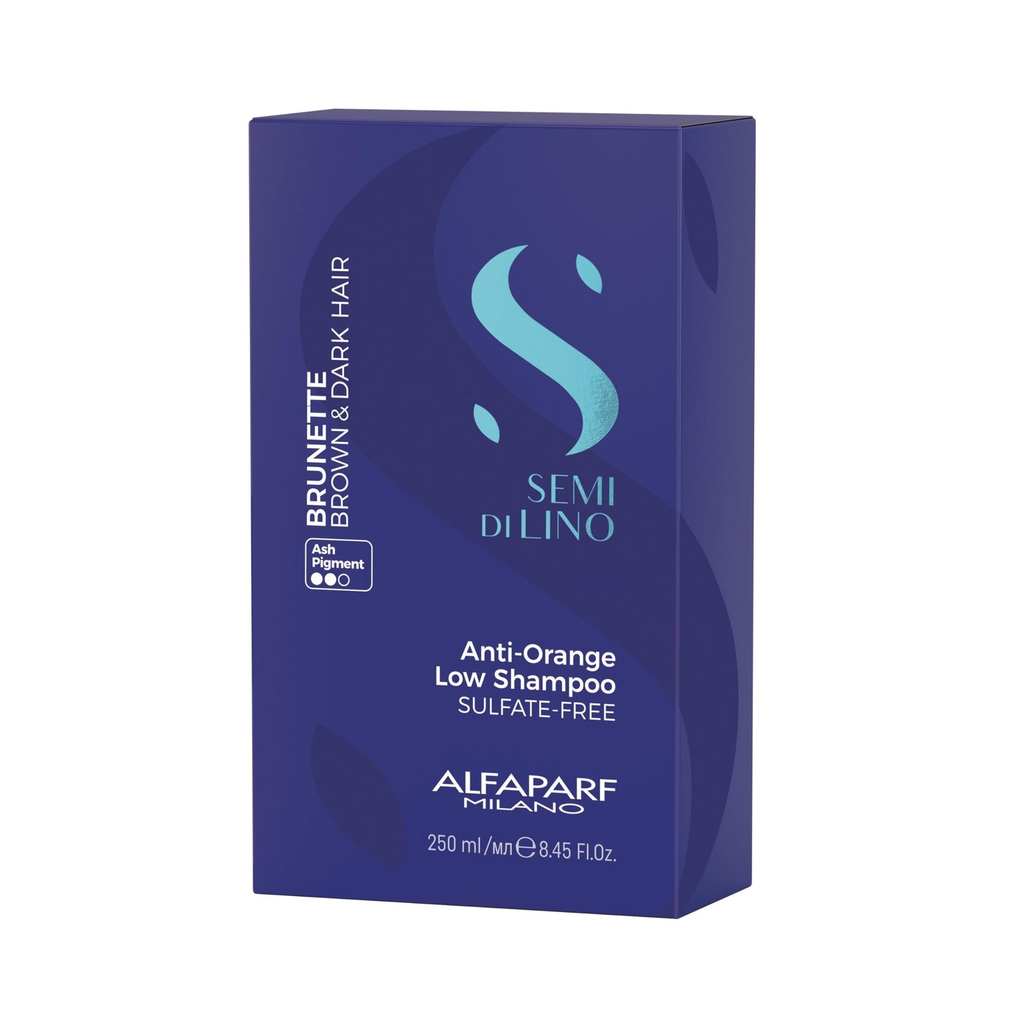 ALFAPARF MILANO Semi di Lino Blue Shampoo for Brunette, Brown, Chestnut & Dark Hair - Anti Orange Shampoo - Sulfate Free - Removes Brass & Unwanted Orange Tones (8.45oz)
